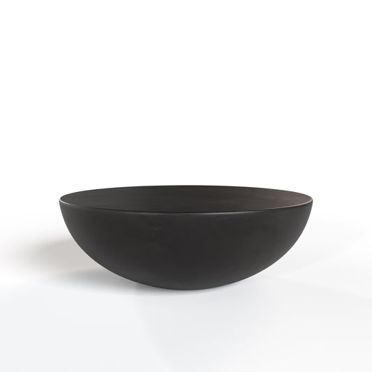 - 47" Modern Black Drum Concrete Round Coffee Table