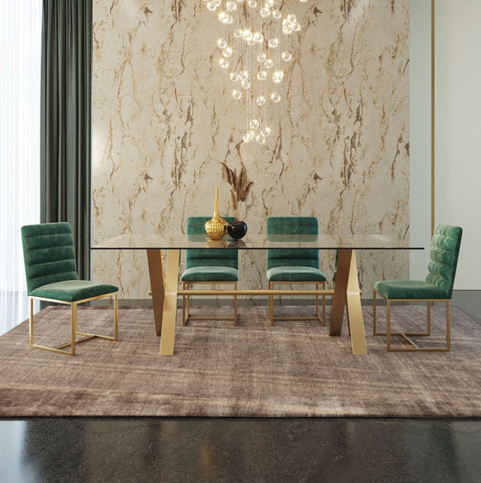 Modrest Dandy - Modern Golden & 15mm Glass Dining Table