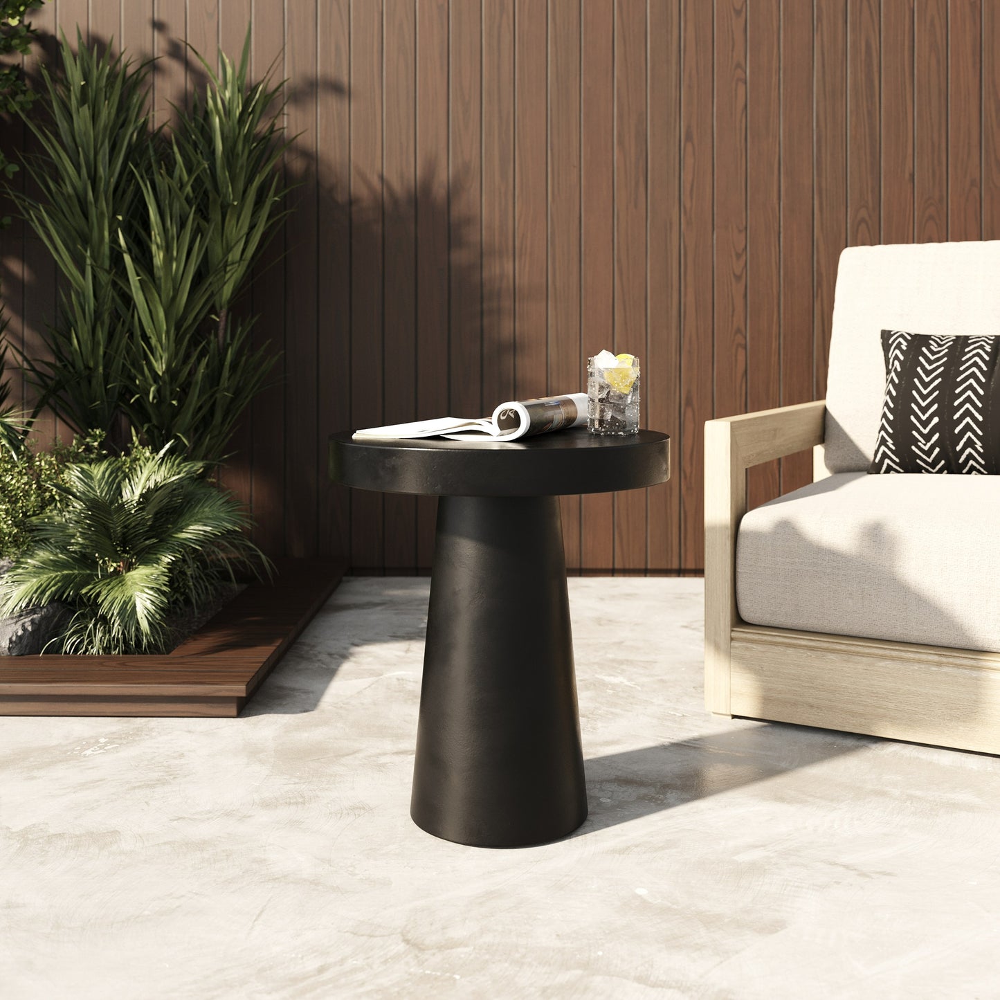 Modrest Desoto - Modern Black Concrete Round End Table