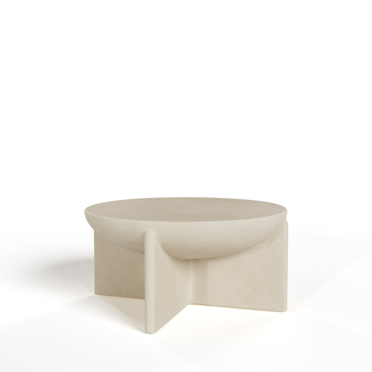 30" Modern Beige Concrete Round Coffee Table