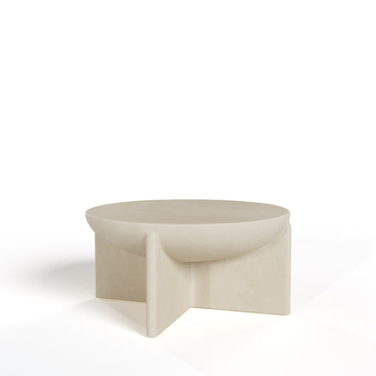 30" Modern Beige Concrete Round Coffee Table