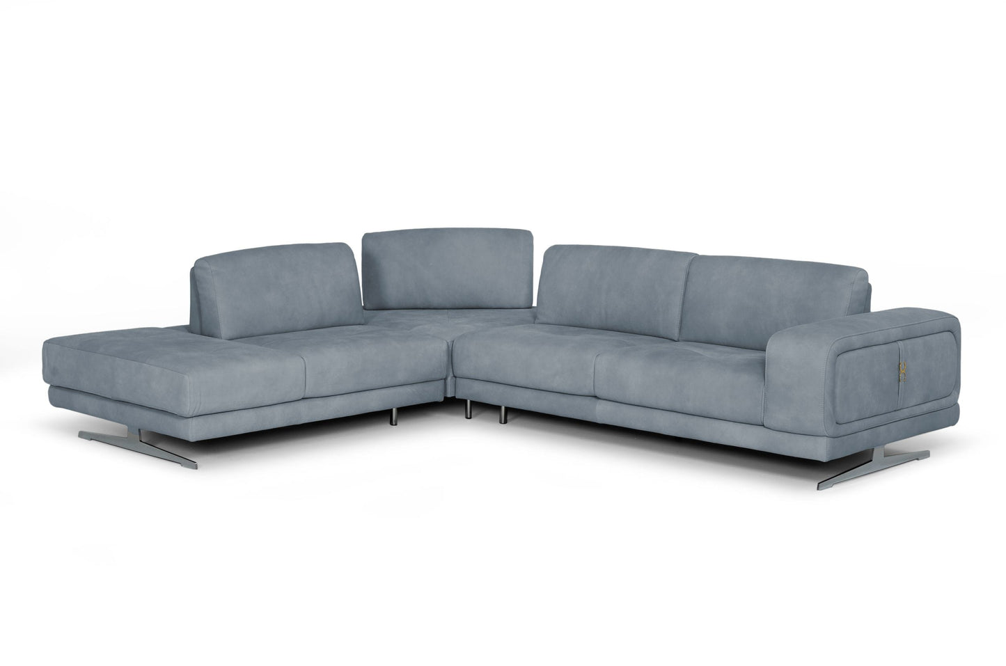 Lamod Italia Mood - Contemporary Blue Leather Left Facing Sectional Sofa