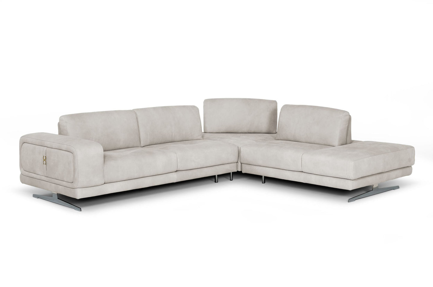 Lamod Italia Mood - Contemporary Light Grey Leather Right Facing Sectional Sofa