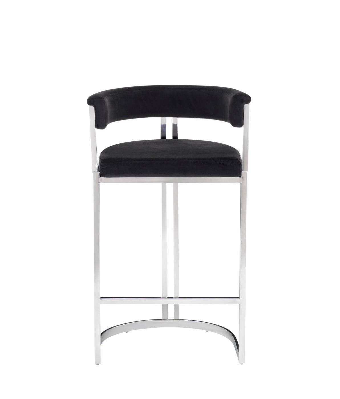 Modrest Munith - Modern Black Velvet & Stainless Steel Counter Stool