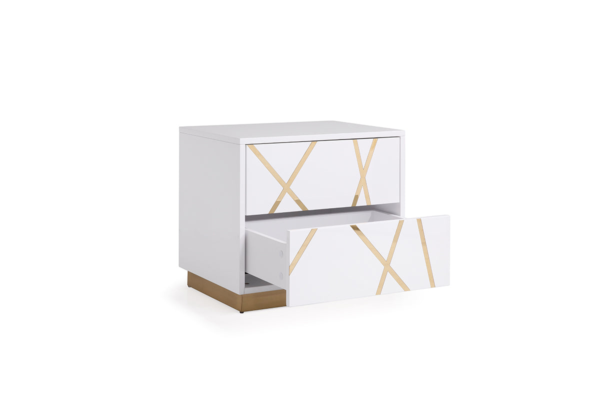 Modrest Nixa Modern White & Gold Nightstand