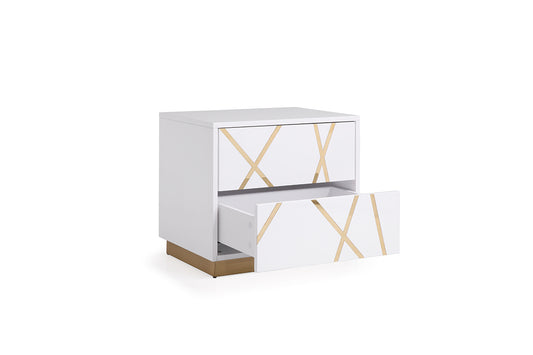 Modrest Nixa Modern White & Gold Nightstand