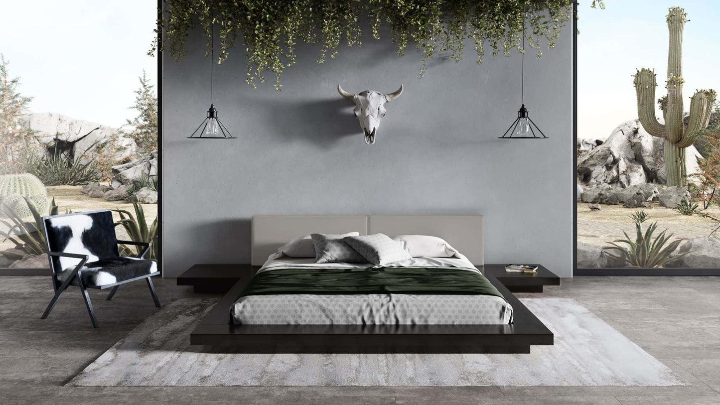 Modrest Tokyo - Eastern King Contemporary Black and Grey Platform Bed