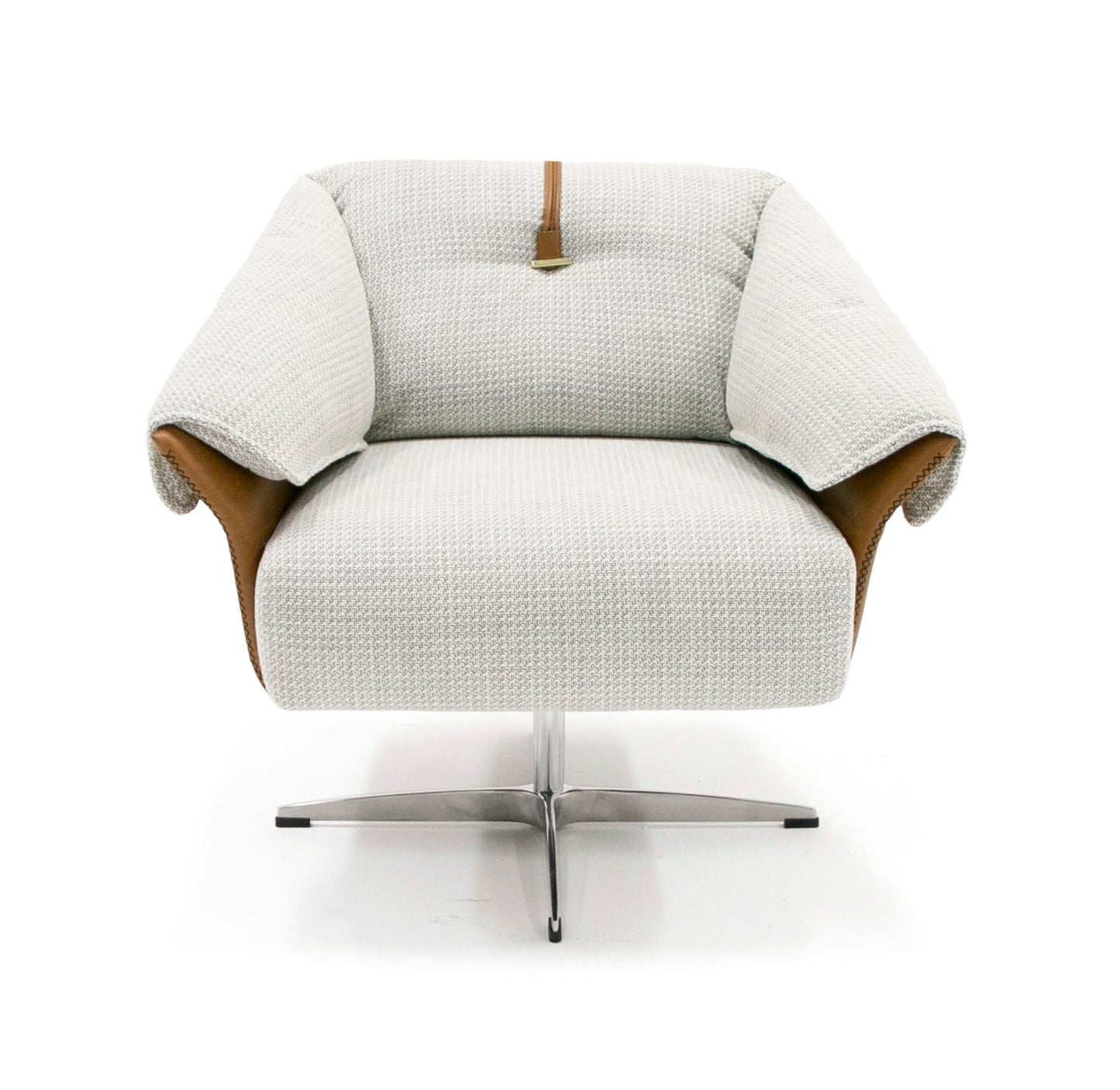Modrest Ohio - Swivel Grey and Camel Fabric Accent Chair