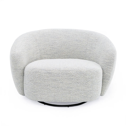 Modrest Omaha - Modern Swivel Off White Fabric Chair