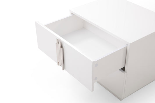 Modrest Token - Modern White + Stainless Steel Bedroom Set