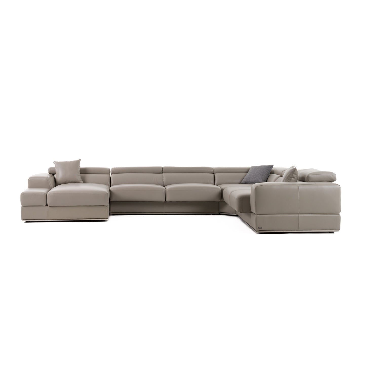 Divani Casa Pella - Modern Grey Italian Leather U Shaped Sectional Sofa