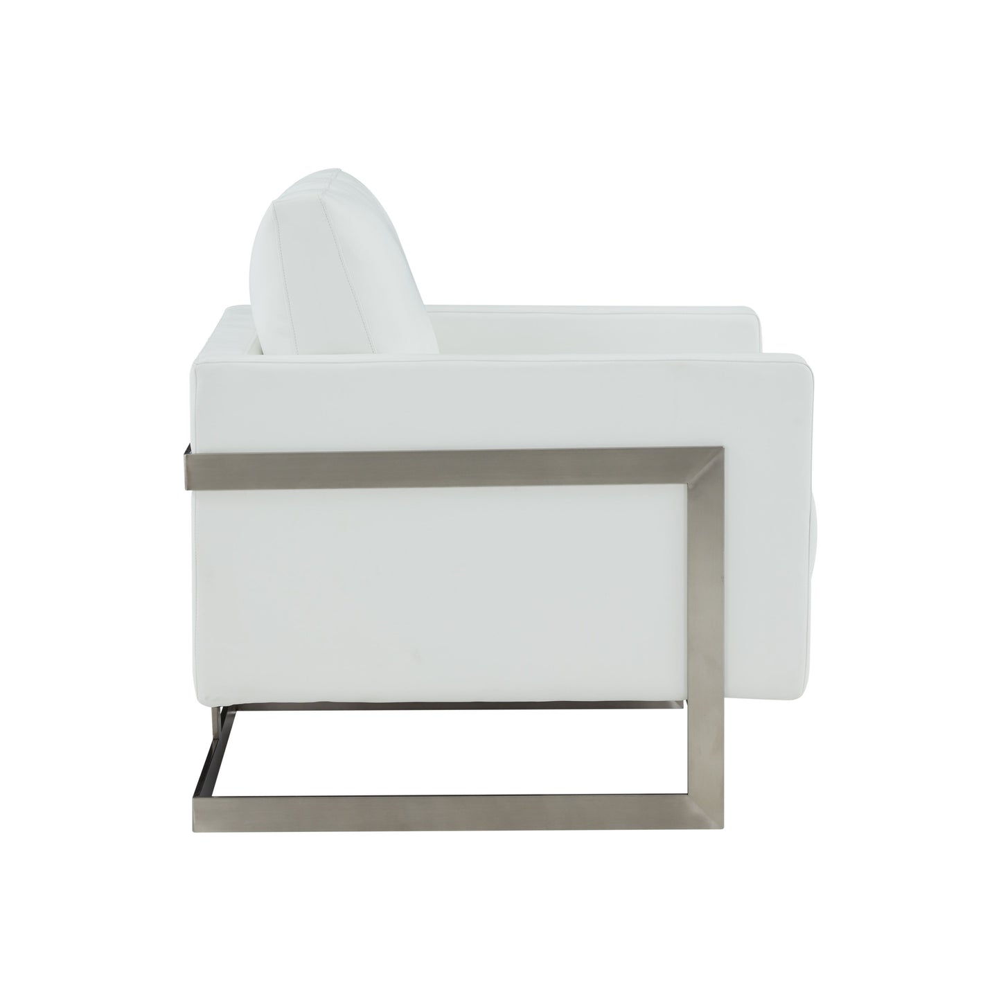 Modrest Prince - Contemporary White + Silver Vegan Leather Accent Chair