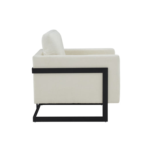 Modrest Prince - Contemporary Cream + Black Fabric Accent Chair
