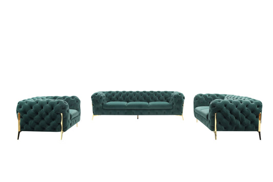 Divani Casa Quincey - Transitional Emerald Green Velvet Sofa Set