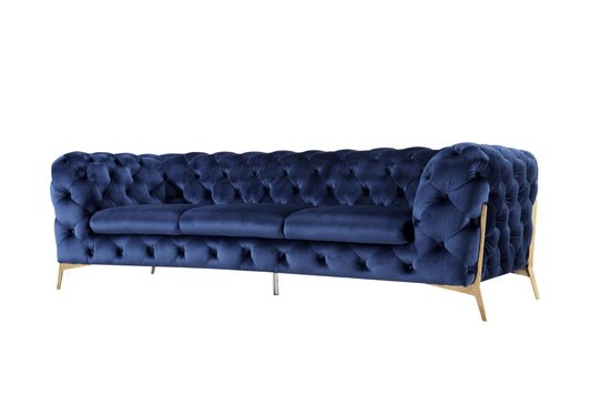 Divani Casa Quincey - Transitional Blue Velvet Sofa