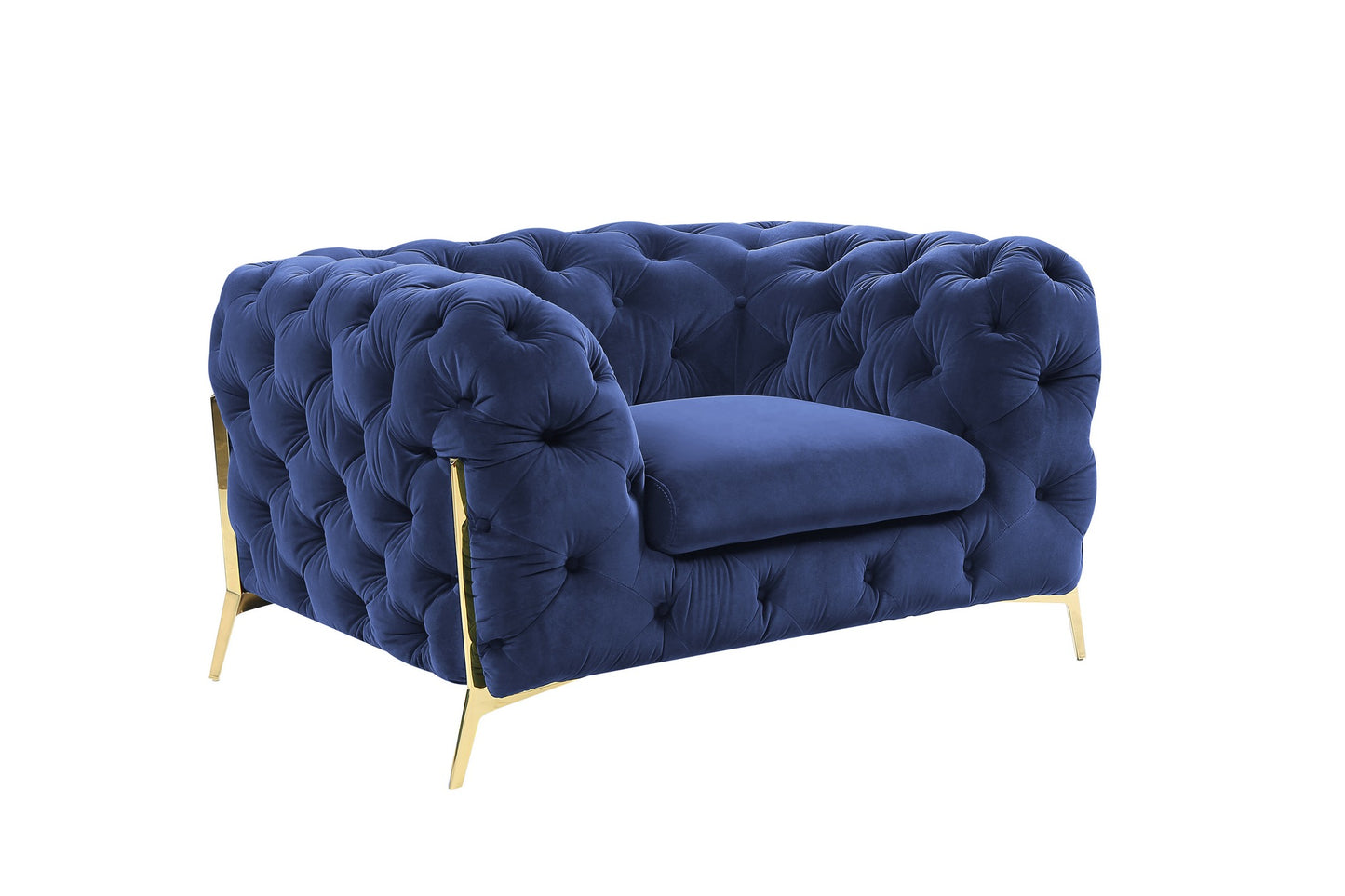 Divani Casa Quincey - Transitional Blue Velvet Chair