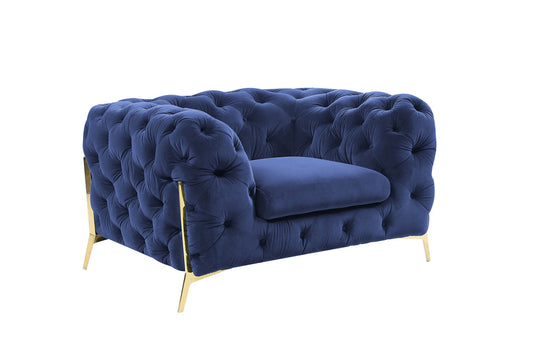 Divani Casa Quincey - Transitional Blue Velvet Chair