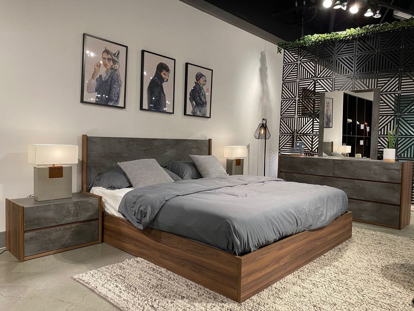 Nova Domus Rado - California King Modern Walnut & Volcanic Slate Bed