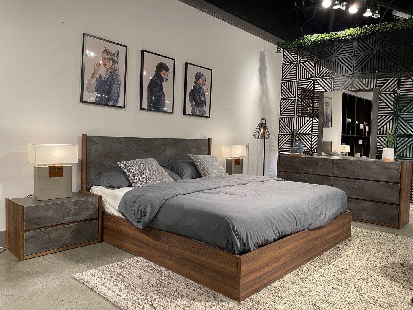 Nova Domus Rado - Queen Modern Walnut & Volcanic Slate Bed