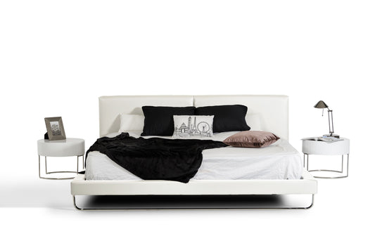 Queen Modrest Ramona Modern White Leatherette Bed