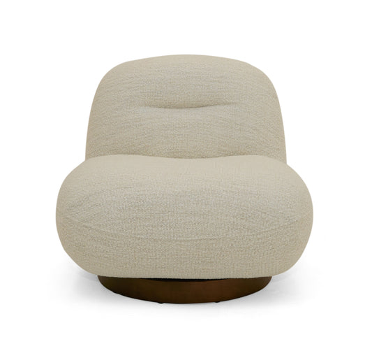Modrest Renee - Modern Cream Fabric Swivel Chair