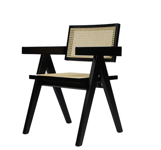 Modrest Aurora Modern Rattan and Wenge  Dining Arm Chair