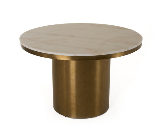 Modrest Rocky - Glam White Marble & Brush Gold Round Dining Table