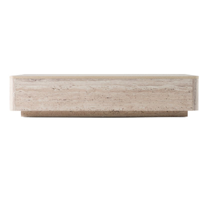 Modern 55" Travertine Finish Rectangular Coffee Table