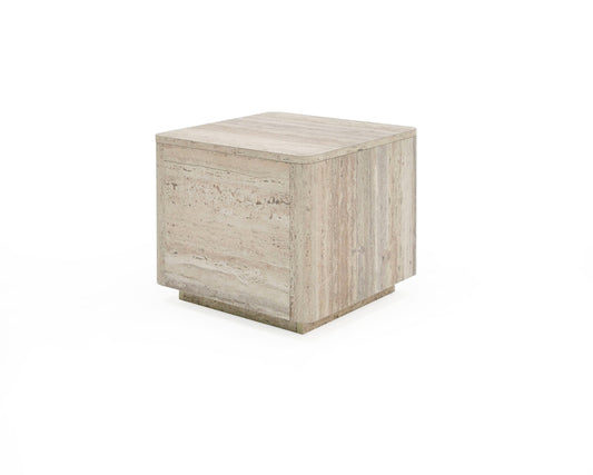 Nova Domus Roma - Modern Faux Travertine Square End Table