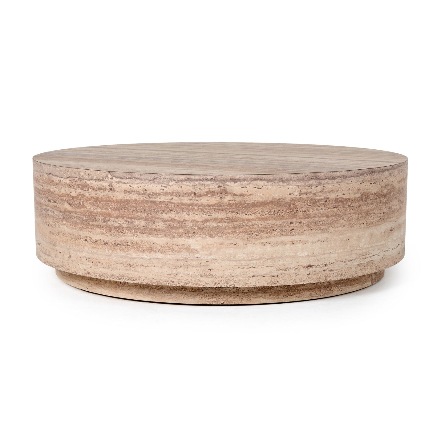 Nova Domus Roma - Modern Faux Travertine Round Coffee Table