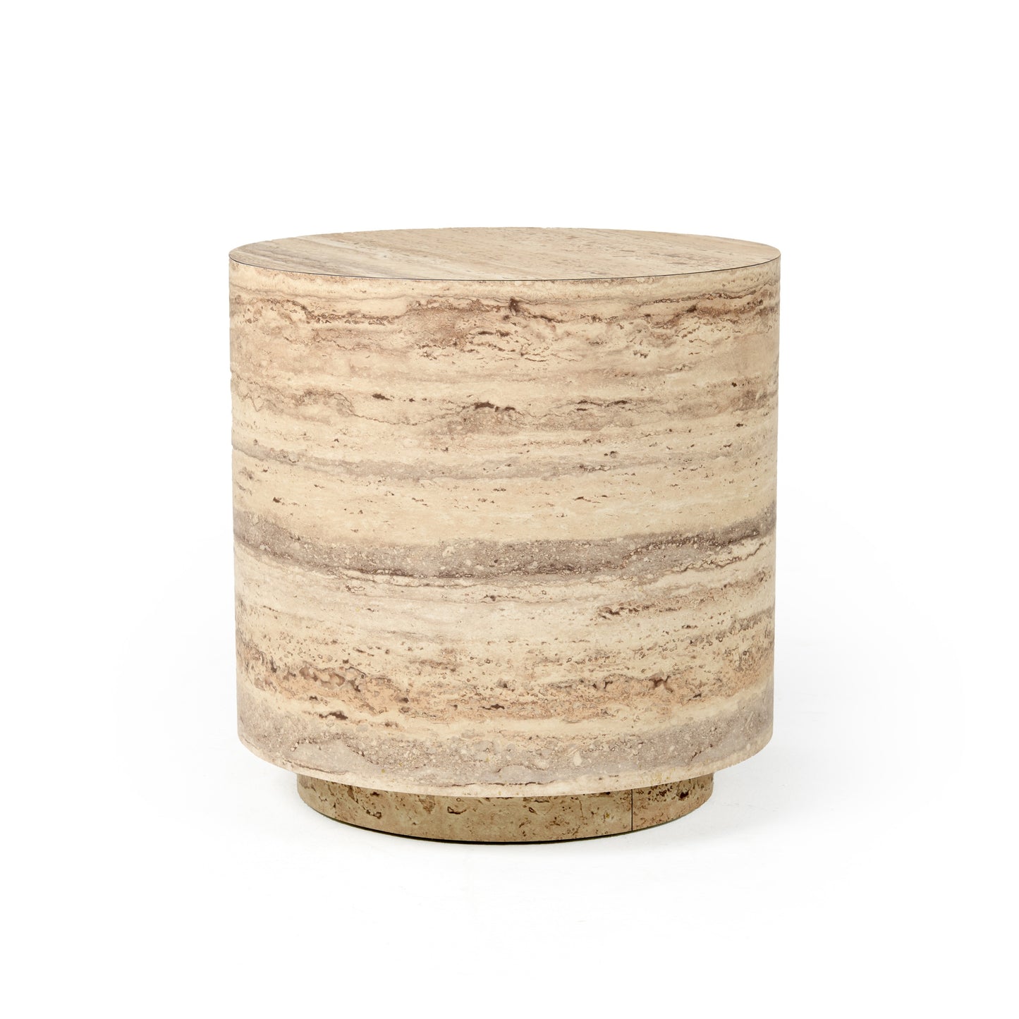 Nova Domus Roma - Modern Faux Travertine Round End Table