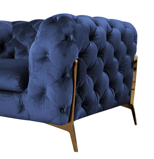 Divani Casa Sheila - Transitional Dark Blue Fabric Loveseat