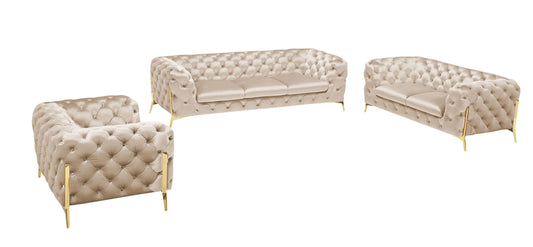 Divani Casa Sheila - Transitional Light Beige Fabric Sofa Set