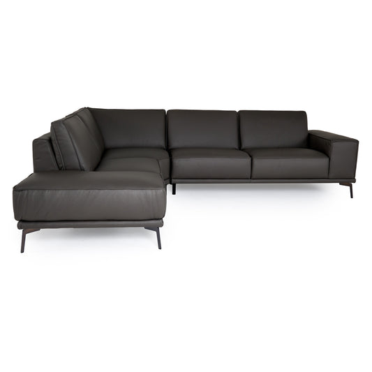 Lamod Italia Soho - Italian Left Facing Grey Nirvana Fume Leather Sectional Sofa