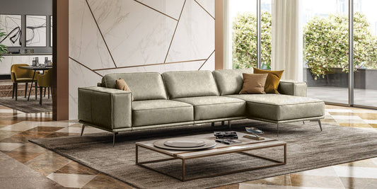 Lamod Italia Soho - Italian Right Facing Grey Maya Cloud Leather Sectional Sofa