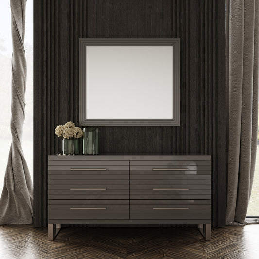 Modrest Splendor - Grey High Gloss Slatted Dresser