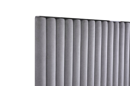 King Silver Dove channel tufted Grey Velvet Upholstered Platform Bed