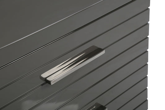 Modrest Splendor - Grey High Gloss Slatted Nightstand