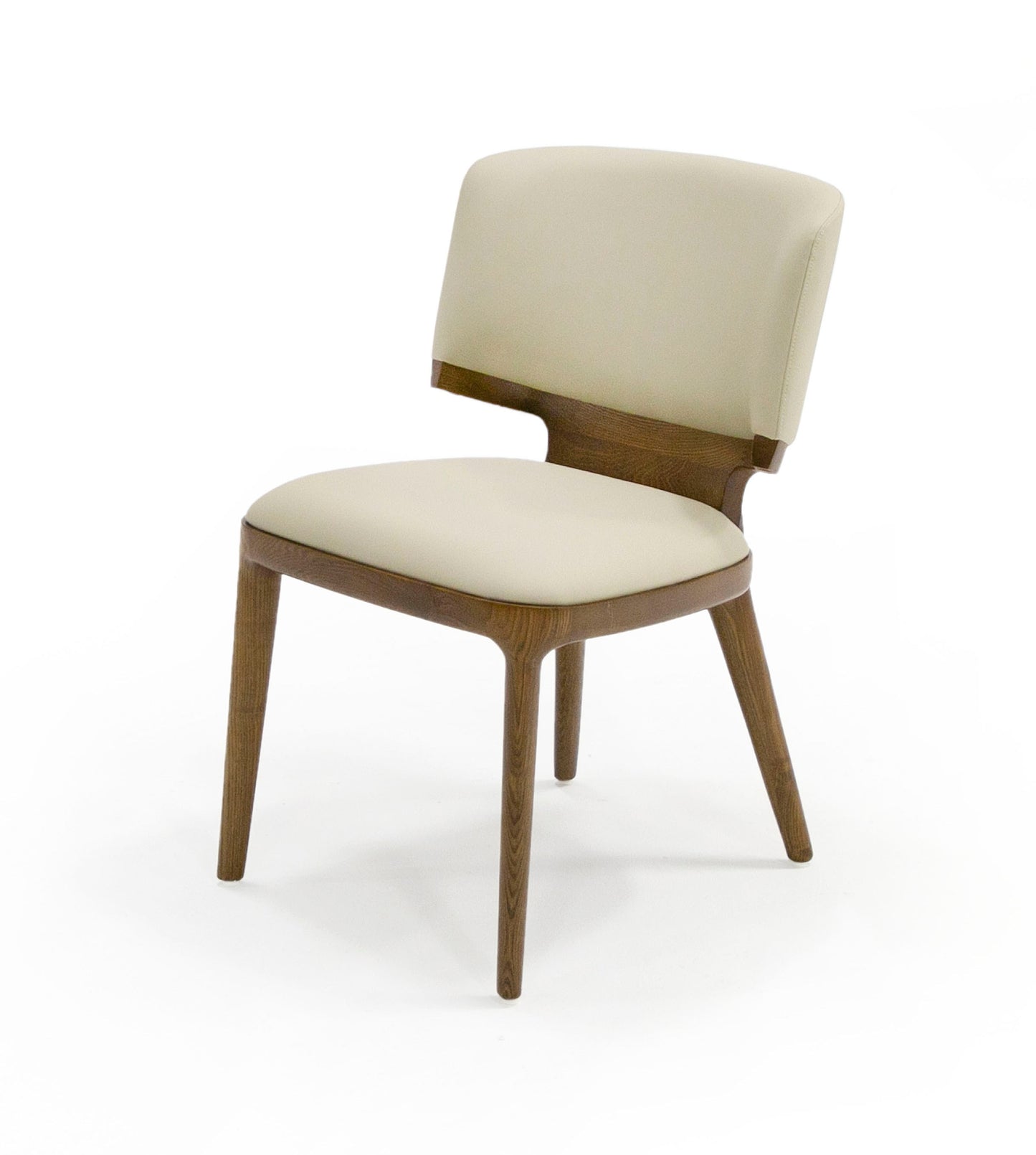 Modrest Stanley - Contemporary Beige Leatherette and Walnut Set of 2 Dining Chair