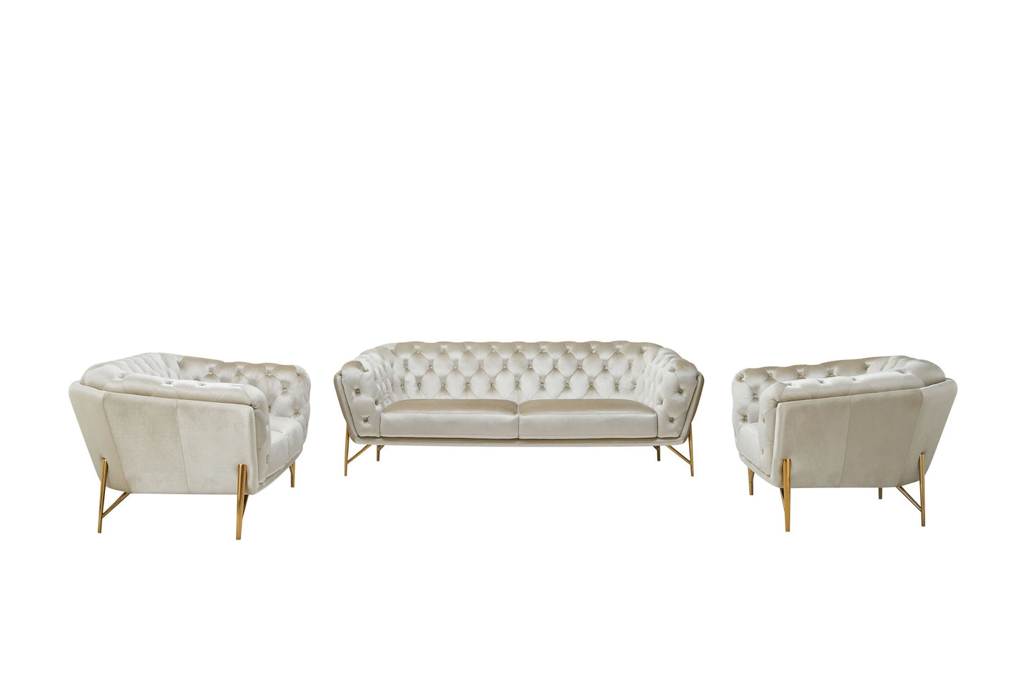 Divani Casa Stella - Transitional Beige Velvet Sofa Set
