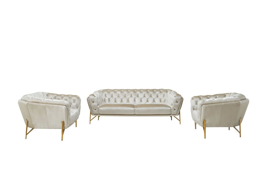 Divani Casa Stella - Transitional Beige Velvet Sofa Set