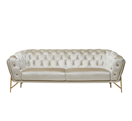 Divani Casa Stella - Transitional Beige Velvet Sofa