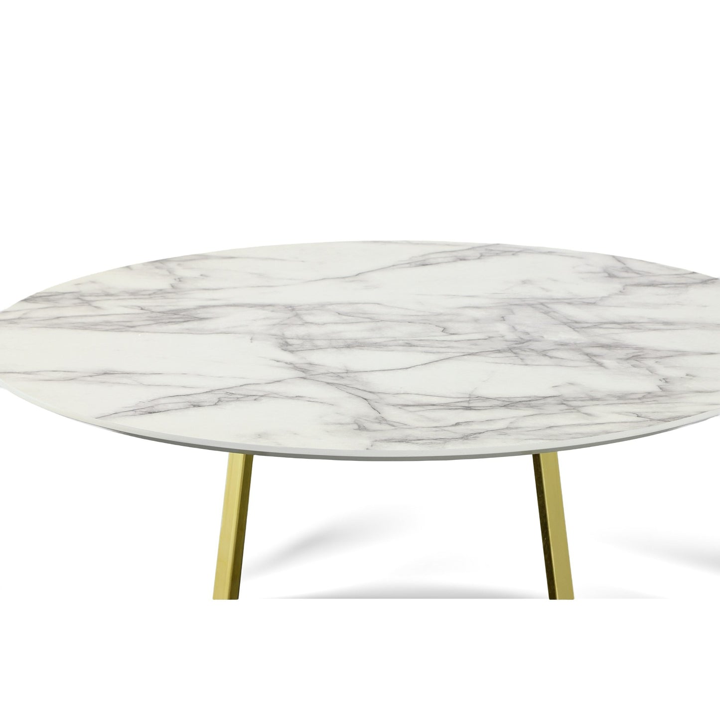 Modrest Swain Modern Faux Marble & Gold Round Dining Table