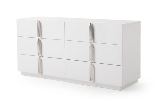 Modrest Token - Modern White & Stainless Steel Dresser