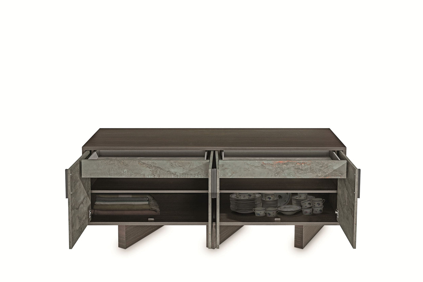 Nova Domus Amsterdam - Modern Grey Volcano & Eucalyptus Oak Buffet