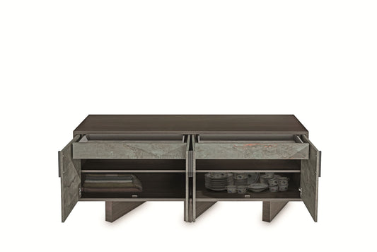 Nova Domus Amsterdam - Modern Grey Volcano & Eucalyptus Oak Buffet