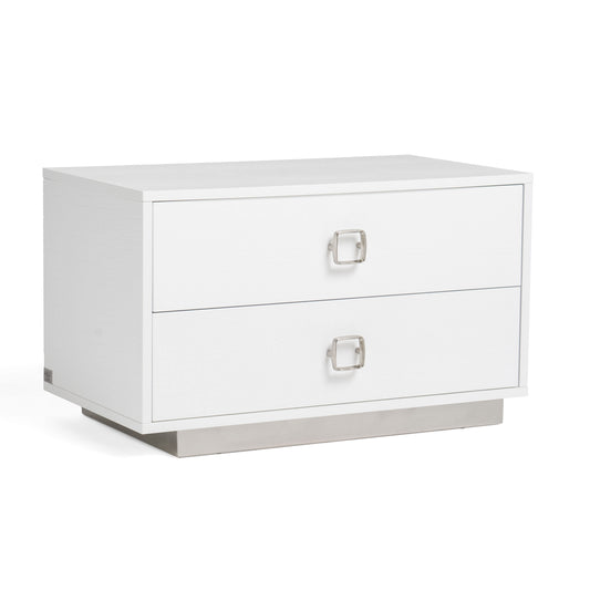 A&X Victoria Modern White Crocodile Nightstand