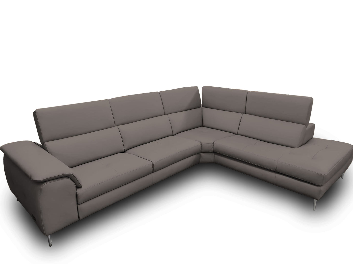 Lamod Italia Viola - Italian Contemporary Grey Leather Right Facing Sectional Sofa