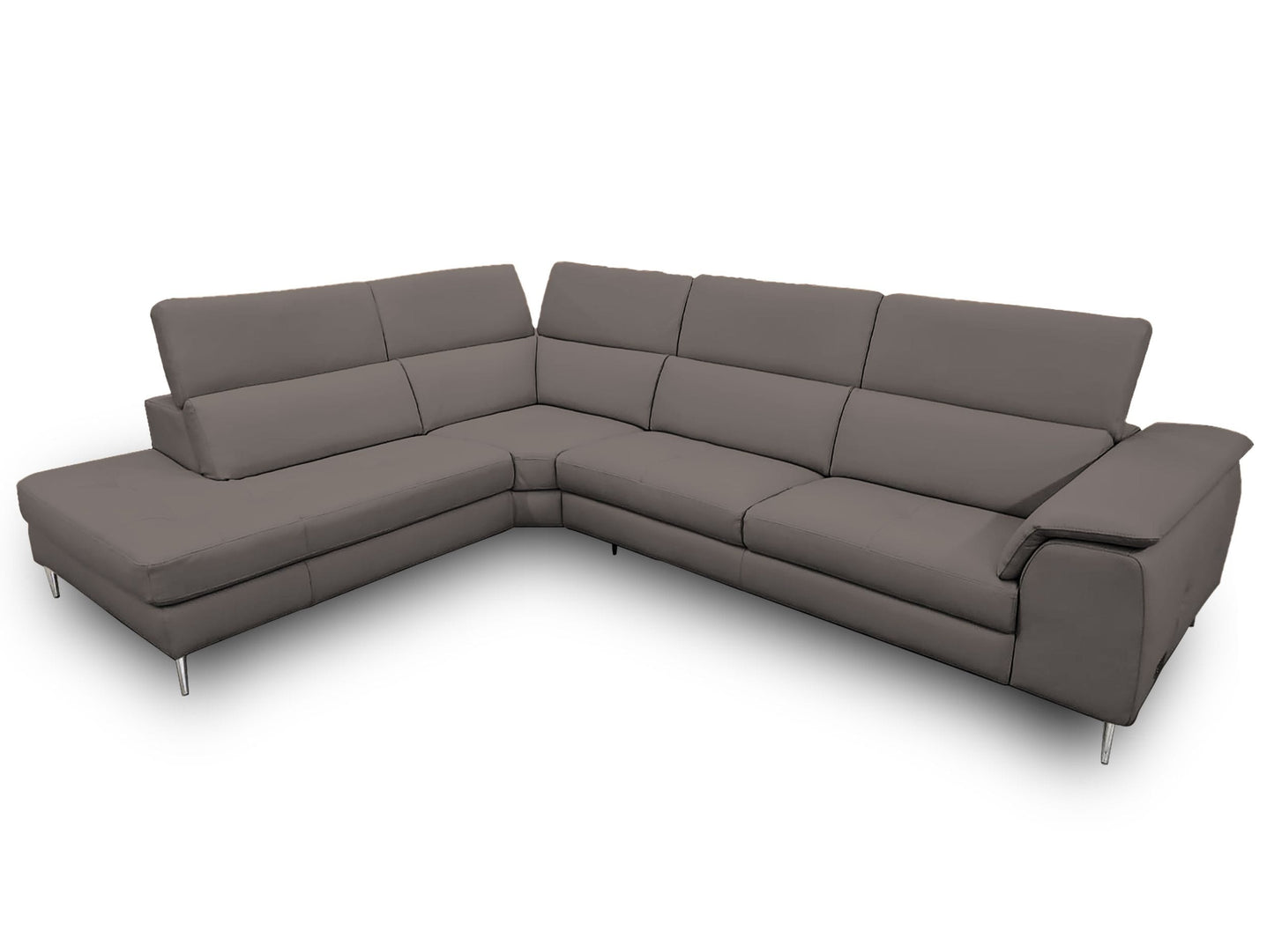 Lamod Italia Viola - Italian Contemporary Grey Leather Left Facing Sectional Sofa