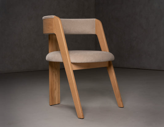 Modrest Washington - Modern Cream Velvet + Natural Oak Dining Chair (Set of 2)